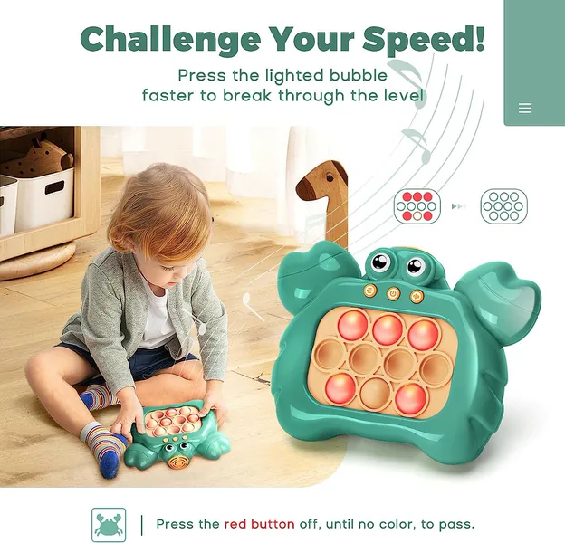 Fast Push Puzzle Game Toy Operated Fast Push Quicks Bubble Stress Relief Toy Light for Sensory Fidgets Plastic Ages 5-7 Unisex view 6