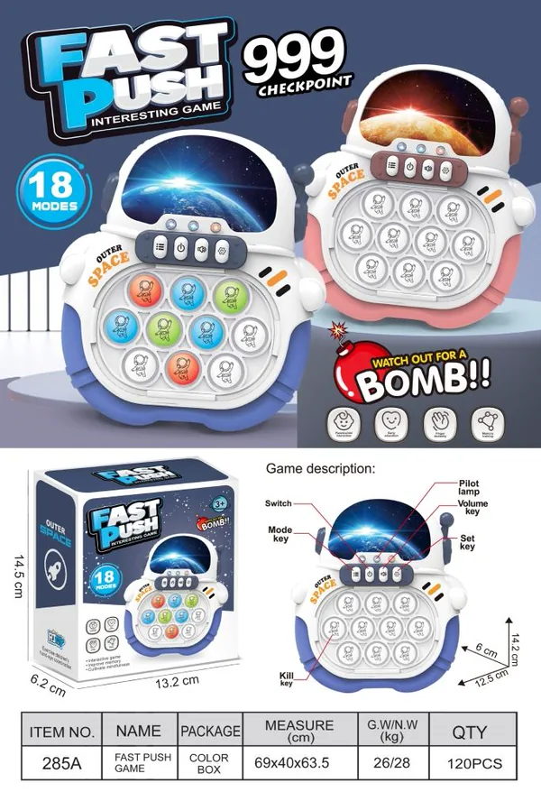 Quick Push Bubble Competitive Game Console Fidget Toy Astronaut Speed POPS Light up Fast Electronic Bubble Puzzle Game view 5