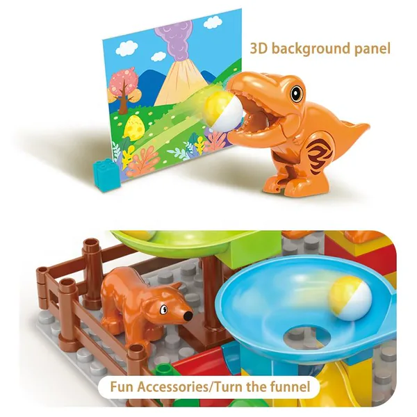 Educational building blocks 60PCS children marble run DIY dinosaur track assembly puzzle bricks view 4