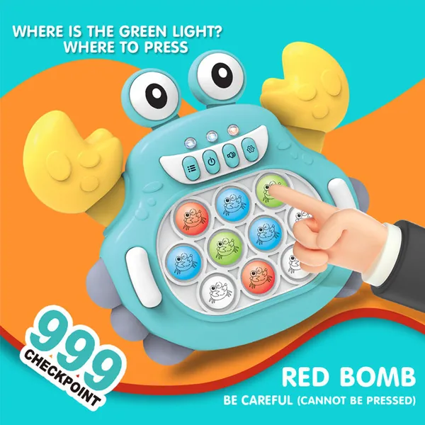 Squeeze Toys Fast Push Light up Console Game Fast Push It Fidgets Toy Pops in Electronic Quicks Push Bubble Puzzle Game Toy