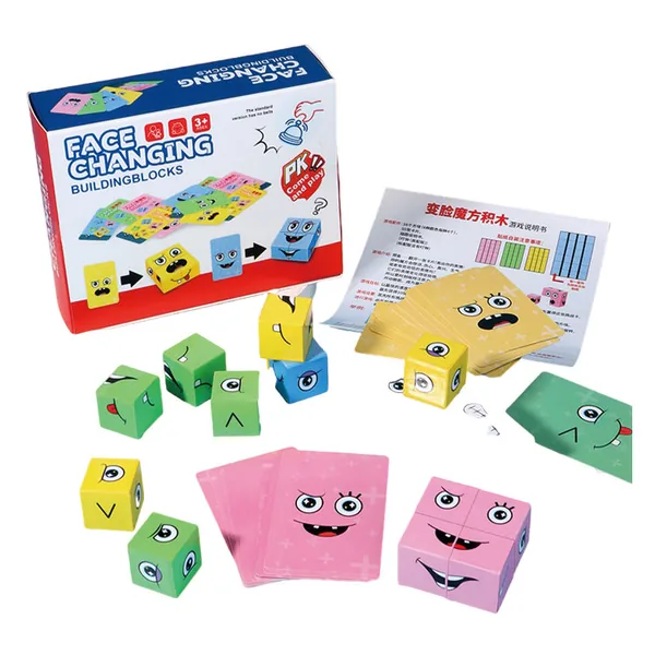 Plastic Expressions Matching Block Puzzle Educational Games Montessori STEM Toy for 5 to 7 Years Old Kids Preschool Face Change view 3