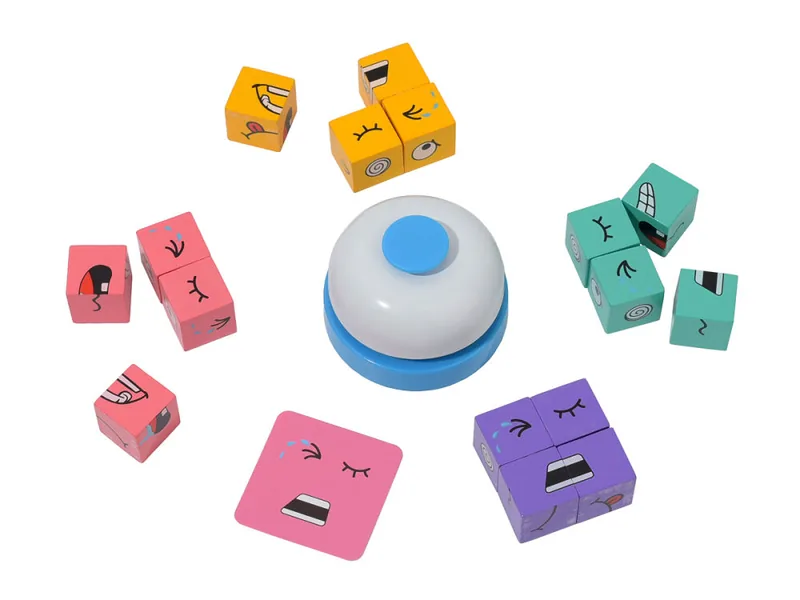 NEW Wooden Face Changing Magical Cubes Expression Puzzle Building Blocks Matching Game Toys