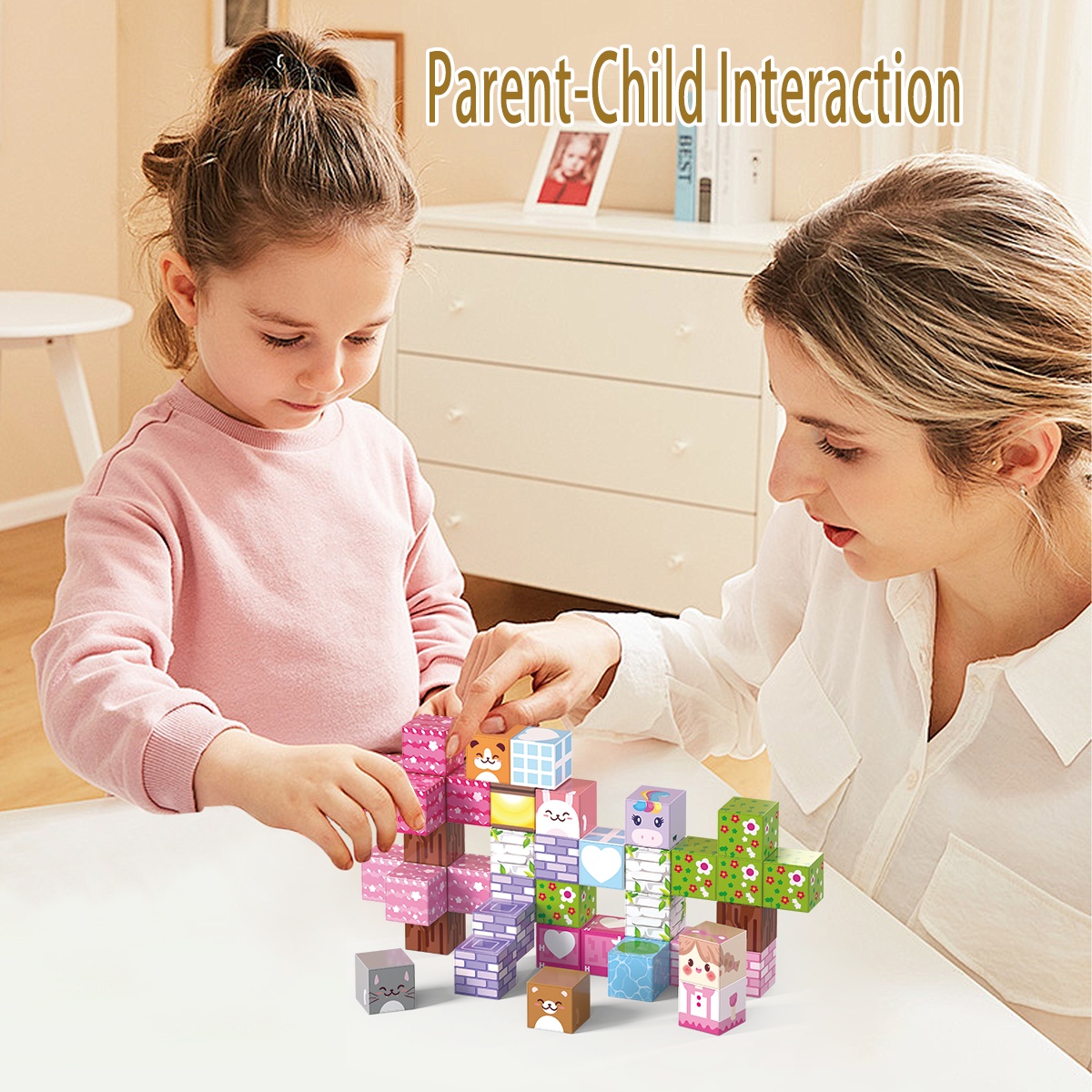 40pcs Magnetic Building Blocks Stacking Toys for Kids Learning Magnet Cube Toys 20mm Montessori STEM Magnetic Blocks Set view 6